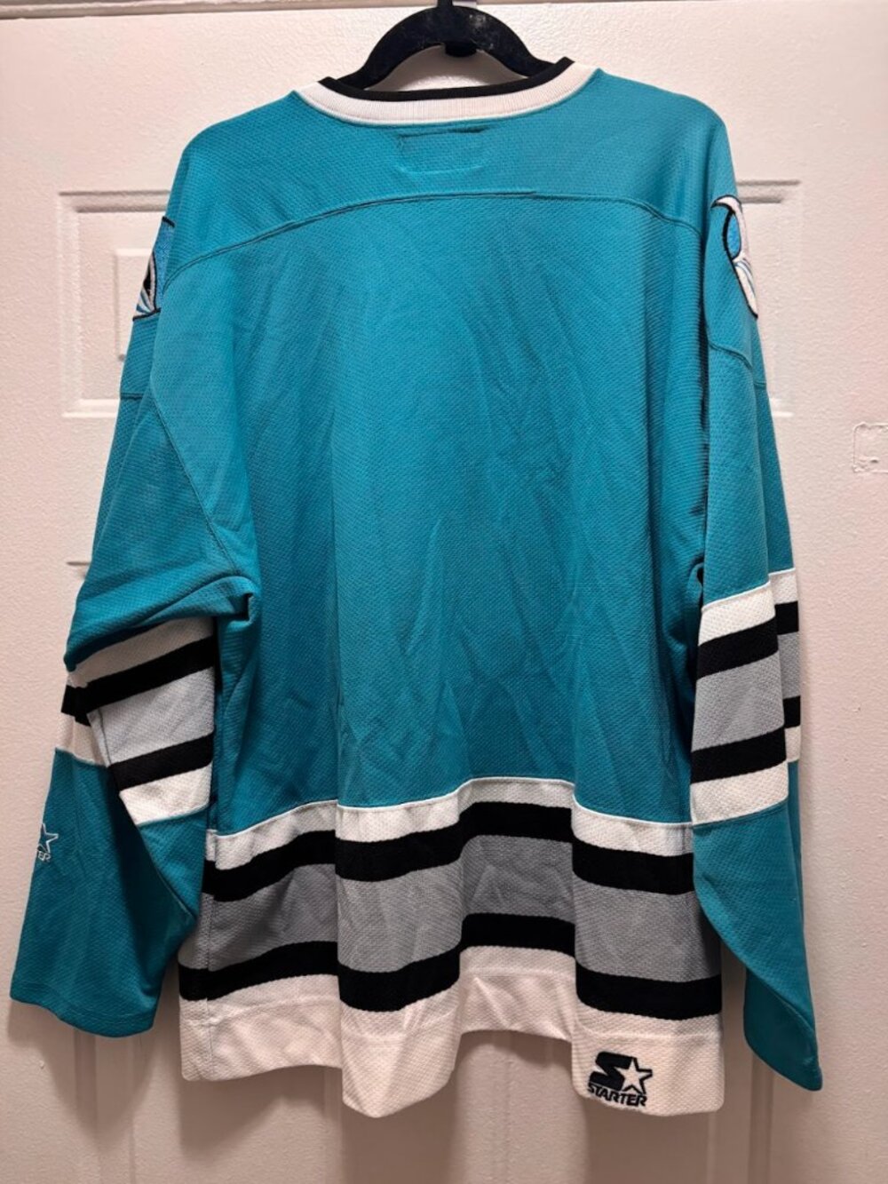 90s Starter San Jose Sharks Jersey, XL - Picture 2 of 4